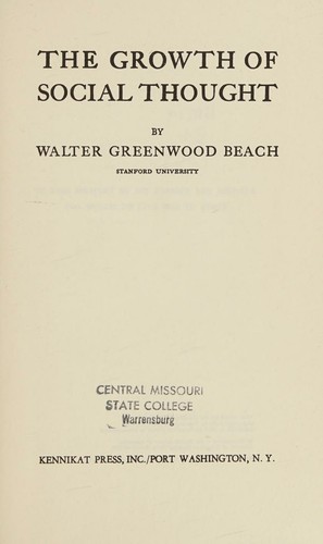 Cover for The growth of social thought.