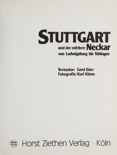 Cover for Stuttgart und der mittlere Neckar von Ludwigsburg bis Tübingen