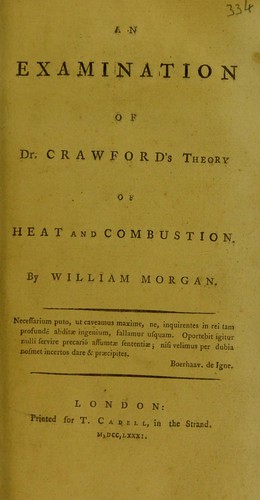 Cover for An examination of Dr. Crawford's theory of heat and combustion