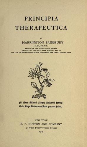 Cover for Principia therapeutica