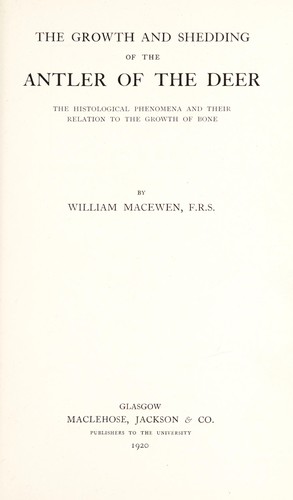 Cover for The growth and shedding of the antlers of the deer