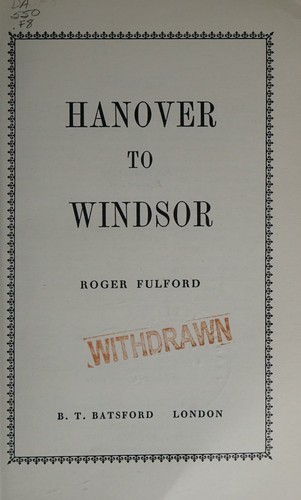 Cover for Hanover to Windsor