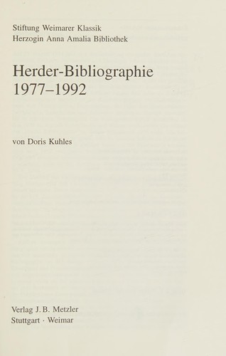 Cover for Herder-Bibliographie, 1977-1992