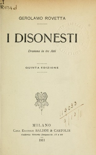 Cover for I Disonesti