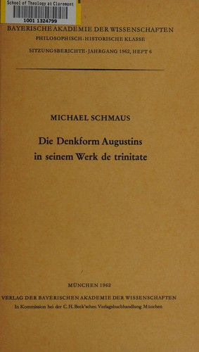 Cover for Die Denkform Augustins in seinem Werk De trinitate