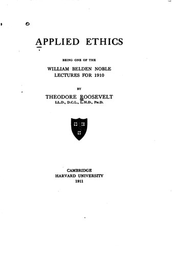 Cover for Applied Ethics: Being One of the William Belden Noble Lectures for 1910