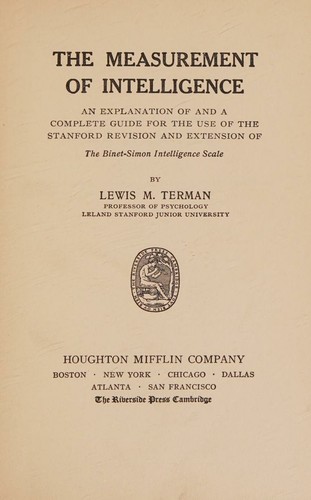 Cover for Measurement of Intelligence