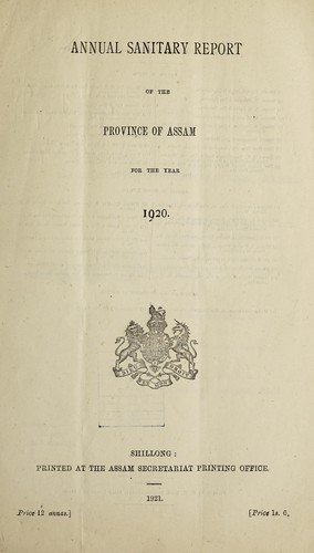 Cover for Annual sanitary report of the Province of Assam