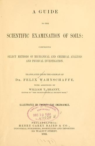 Cover for A guide to the scientific examination of soils