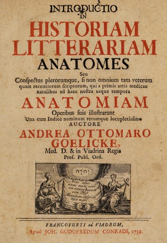 Cover for Introductio in historiam litterariam anatomes, seu conspectus ... scriptorum, qui ... anatomiam operibus suis illustrarunt