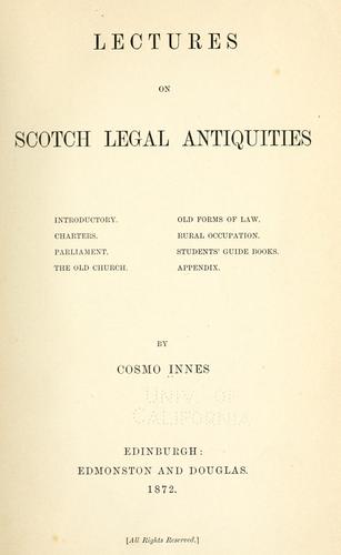 Cover for Lectures on Scotch legal antiquities.