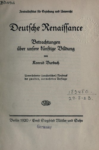 Cover for Deutsche Renaissance