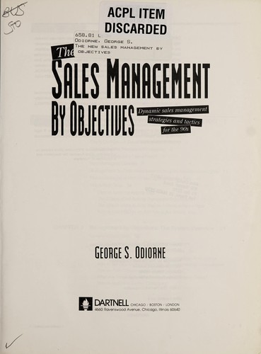 Cover for New Sales Management by Objectives