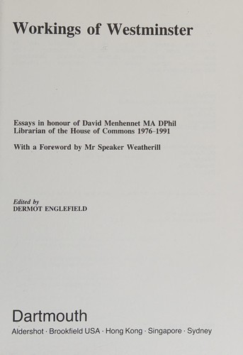 Cover for Workings of Westminster