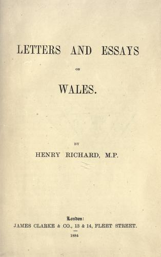 Cover for Letters and essays on Wales