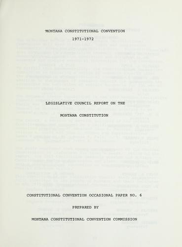Cover for Report on the Montana constitution.