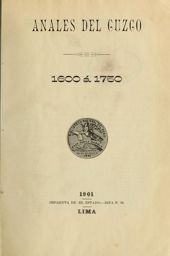 Cover for Anales del Cuzco, 1600 à 1750