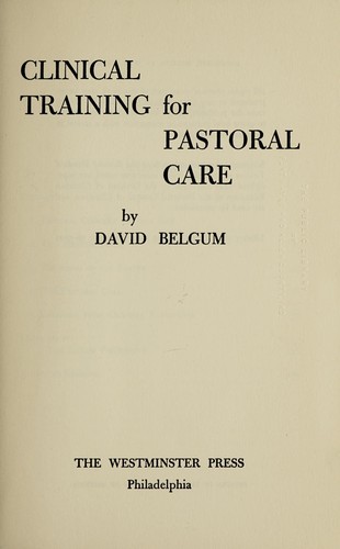 Cover for Clinical training for pastoral care.