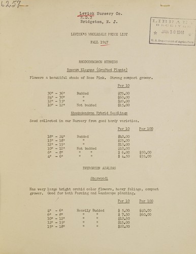 Cover for Levick's wholesale price list, fall 1947