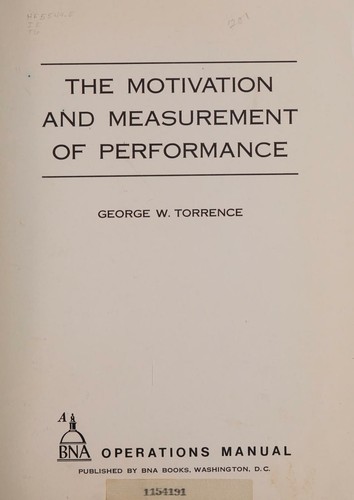 Cover for The motivation and measurement of performance