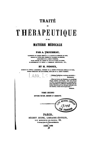 Cover for Traité de thérapeutique et de matière médicale v.2