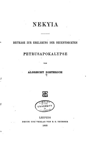 Cover for Nekyia: Beiträge zur Erklärung der neuentdeckten Petrusapokalypse
