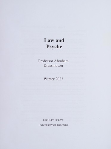 Cover for Law and psyche