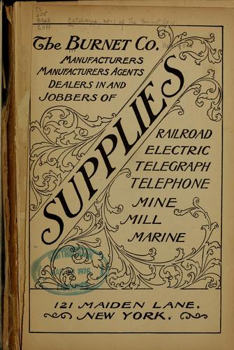 Cover for [Catalogue, no. 1 of] The Burnet Co. ...