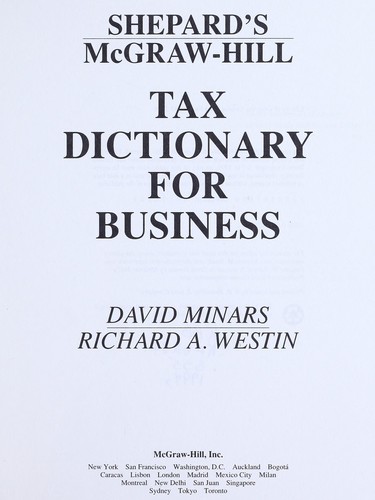 Cover for Shepard's McGraw-Hill Tax Dictionary for Business