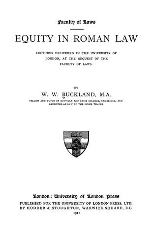 Cover for Equity in Roman law