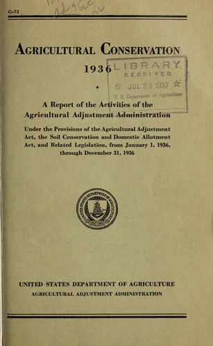 Cover for Agricultural conservation, 1936