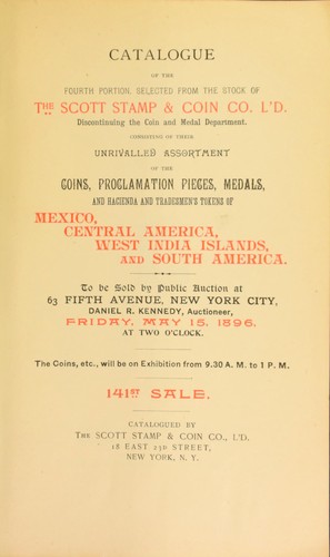 Cover for Catalogue of the fourth portion, selected from the stock of the Scott Stamp & Coin Co. L'd., discontinuing the coin and medal department of their business