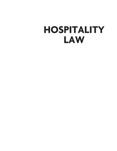 Cover for Hospitality law