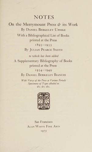 Cover for Notes on the Merrymount Press & its work