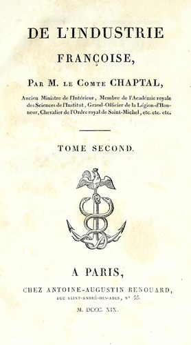 Cover for De l'industrie françoise