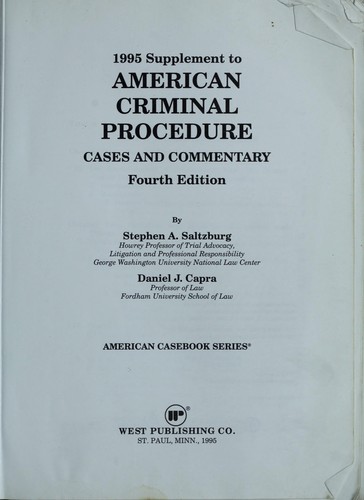 Cover for 1995 Supplement to American Criminal Procedure (American Casebook Series)