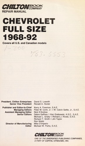 Cover for Chilton Book Company repair manual.