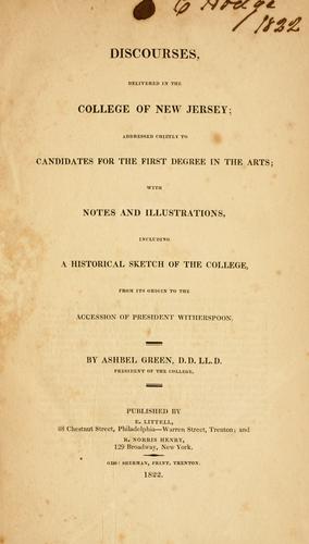 Cover for Discourses delivered in the College of New Jersey