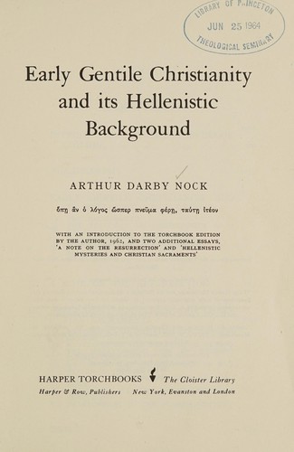 Cover for Early gentile Christianity and its Hellenistic background.