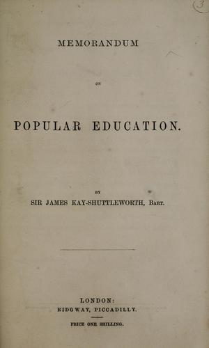 Cover for Memorandum on popular education