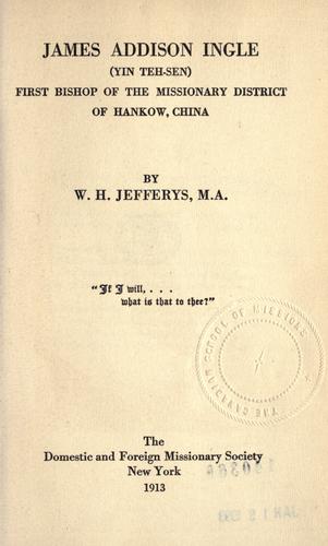 Cover for James Addison Ingle (Yin Teh-sen)