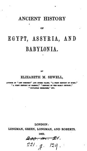 Cover for Ancient history of Egypt, Assyria and Babylonia