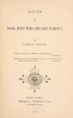 Cover for Lives of poor boys who became famous