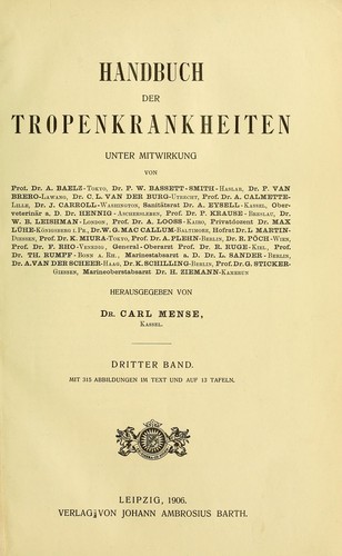 Cover for Handbuch der Tropenkrankheiten