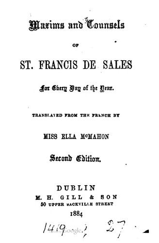 Cover for Maxims And Counsels Of St. Francis de Sales For Every Day In The Year
