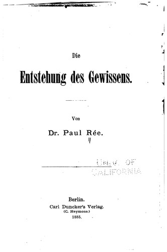 Cover for Die Entstehung des Gewissens