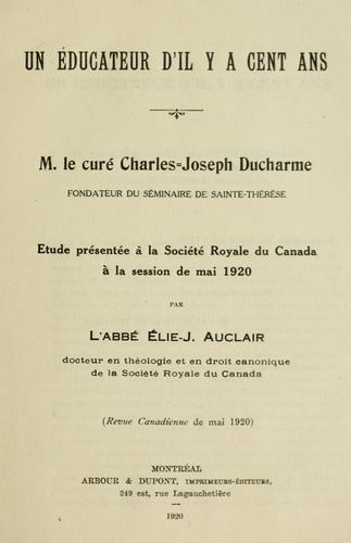 Cover for Un éducateur d'il y a cent ans