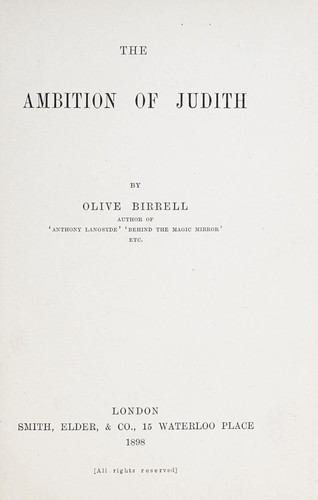 Cover for The ambition of Judith