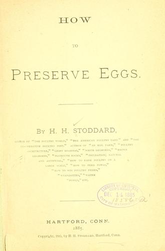Cover for How to preserve eggs.