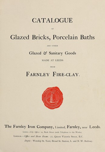 Cover for Catalogue of glazed bricks, porcelain baths and other glazed & sanitary goods made at Leeds from Farnley fire-clay